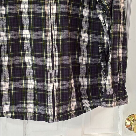 LL Bean Men’s Blue and White Plaid Hooded Zip Up Light Jacket Size 2X - Picture 4 of 6